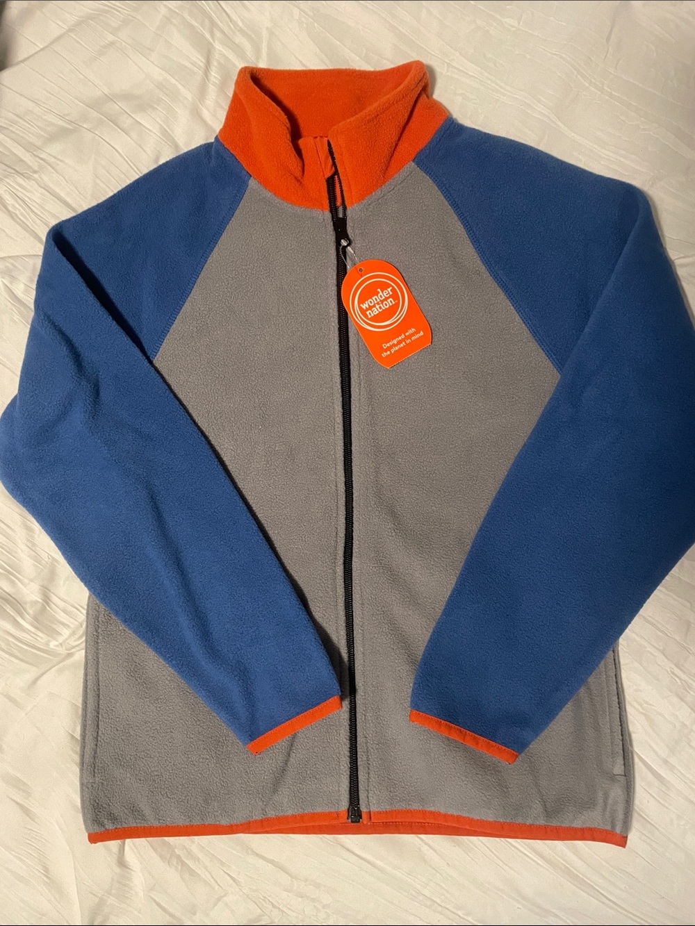 NWT wonder nation Gray, Blue & Orange Colorblock Fleece Jacket